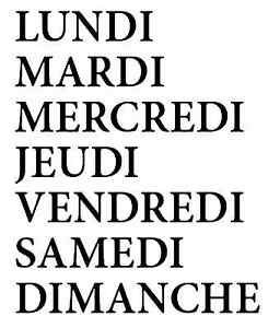 jours semaine